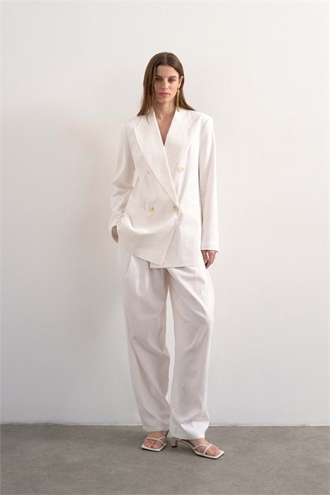 Брюки из льна с расклешенными штанинами артикул 150832280