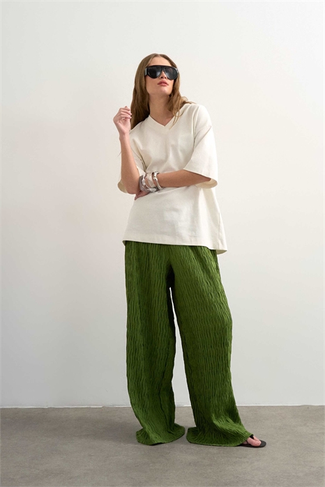 Брюки с широкими брючинами и плиссировкой артикул 153533031