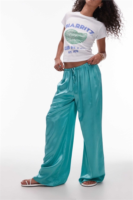 Брюки из гофрированного атласа с широкими брючинами артикул 147897830