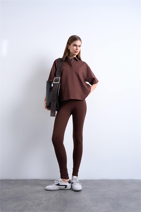 Длинные леггинсы из плотной ткани артикул 146852270