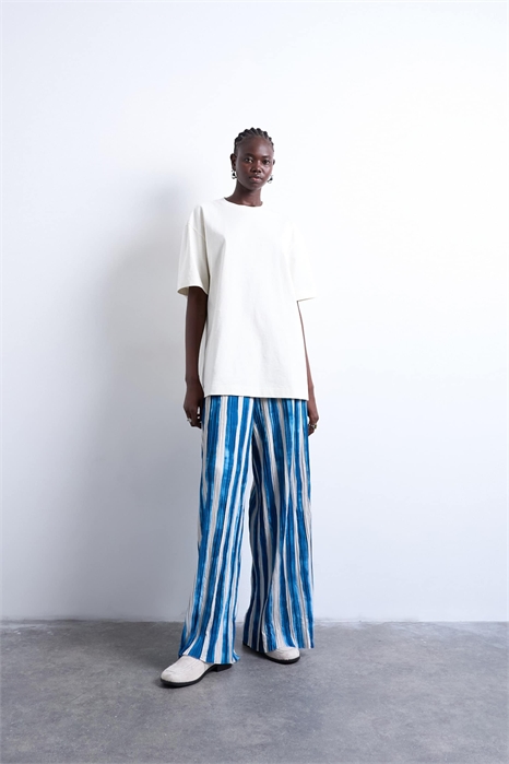 Брюки с широкими брючинами и гофрированной полоской артикул 149516240