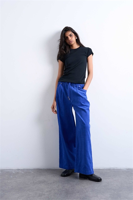 Брюки с широкими брючинами и шнурком артикул 149242566