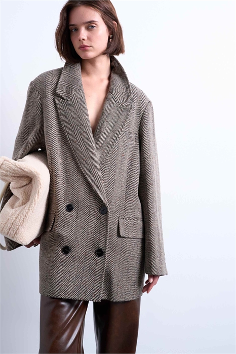 Блейзер из твила с шерстью артикул 144018419