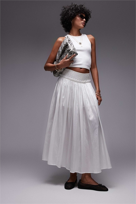 Юбка в складку с блеском артикул 140912631