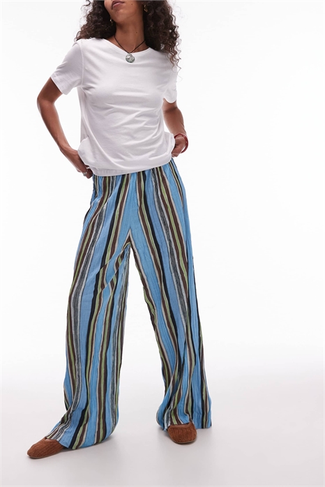Брюки с широкими брючинами и гофрированной полоской артикул 146857833