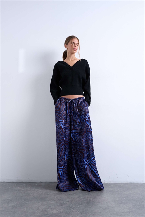 Брюки из атласа с широкими брючинами артикул 151750727