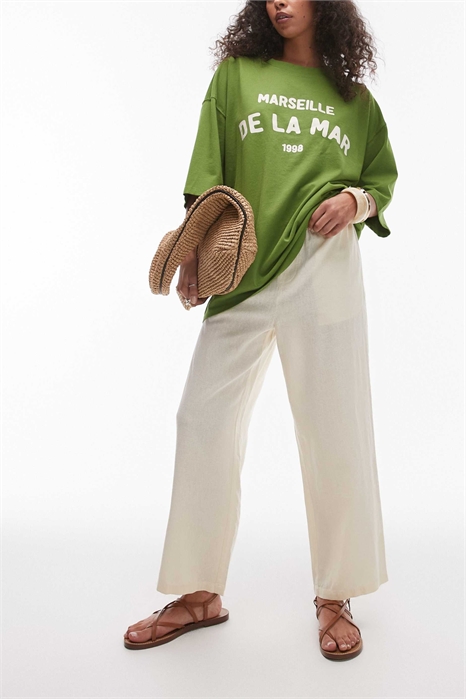 Брюки средней посадки из льна нестандартной длины артикул 140464965