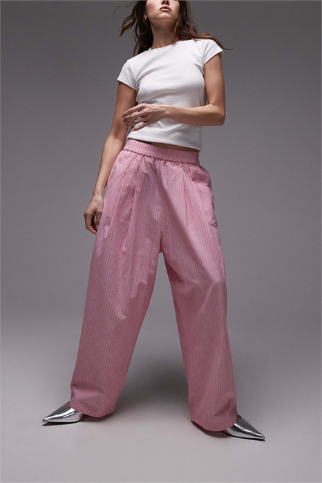 Брюки из поплина с широкими брючинами в полоску, надеваемые через голову артикул 140464970