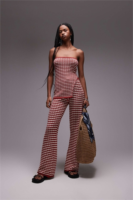 Брюки в полоску из трикотажа co-ord артикул 140143060