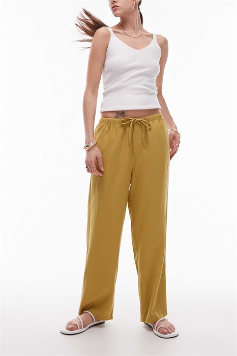 Брюки средней посадки из льна нестандартной длины артикул 140917961