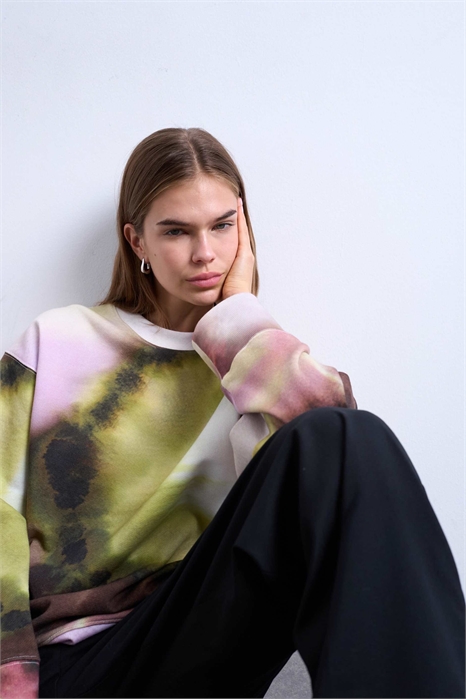 Свитшот свободного кроя с абстрактным принтом артикул 147869888