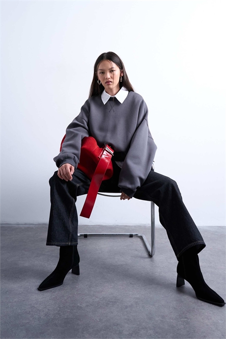 Свитшот из ткани в стиле дайвинга с завышенной талией и затягивающимся поясом артикул 149833772