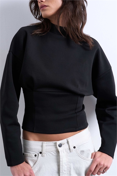 Топ с корсетом, застежкой-молнией и длинными рукавами артикул 153487640