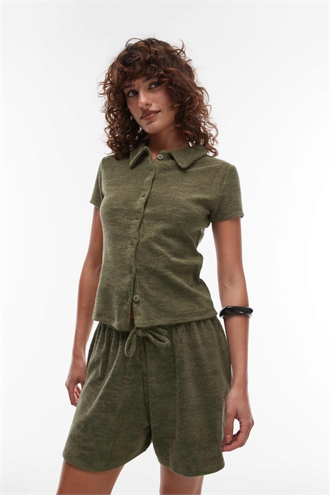 Рубашка из махровой ткани на пуговицах артикул 142518069