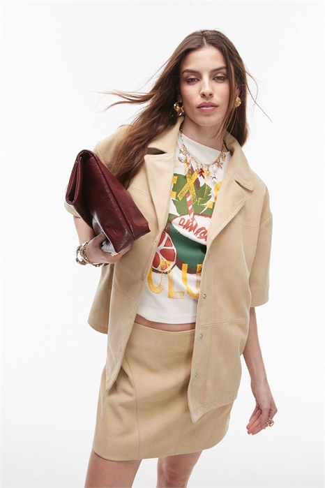 Рубашка из натуральной замши в стиле курорт артикул 141240446