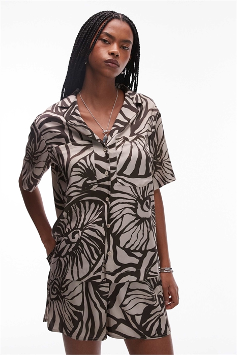 Рубашка из атласа в курортном стиле артикул 141068042