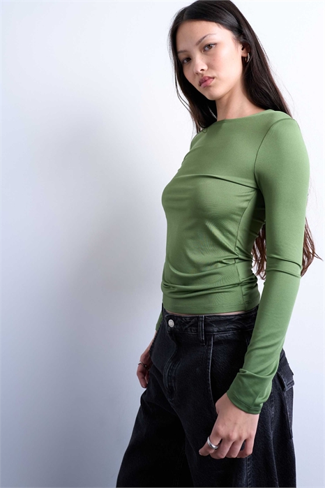 Облегающая кофта с круглым вырезом и длинными рукавами артикул 144914080