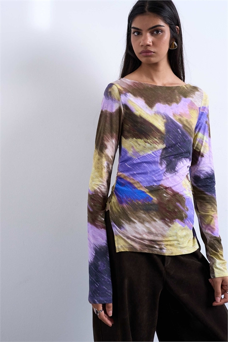 Топ с длинными рукавами и абстрактным принтом артикул 147869885
