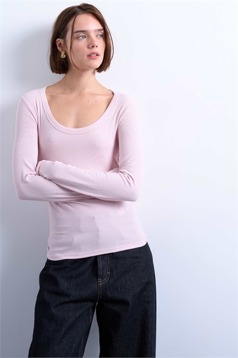 Топ с длинным рукавом и широким вырезом, из ткани премиум-класса артикул 150204519