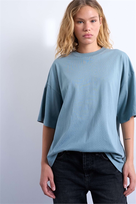 Футболка свободного кроя с заниженными плечами, цвет «Lead Blue» артикул 150005404