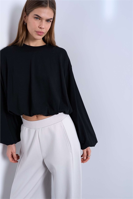 Футболка с длинными рукавами и волнистым подолом артикул 153367693