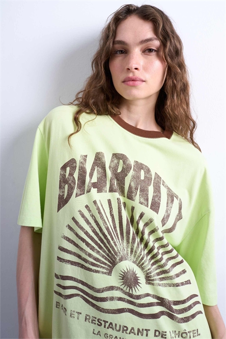 Футболка с круглым вырезом и крупным принтом «Biarritz» артикул 148078328