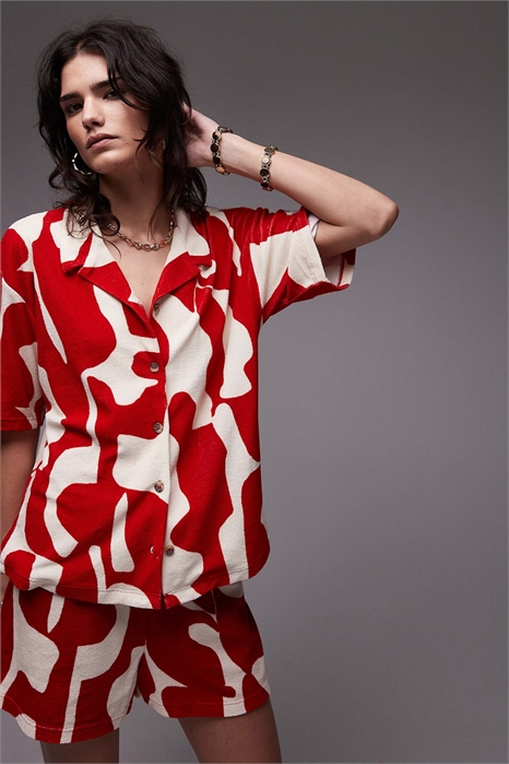 Рубашка прямого кроя из махровой ткани с абстрактным принтом co-ord артикул 140797472