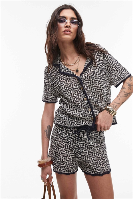 Рубашка с узором под вязаное или крючком co-ord артикул 140793439