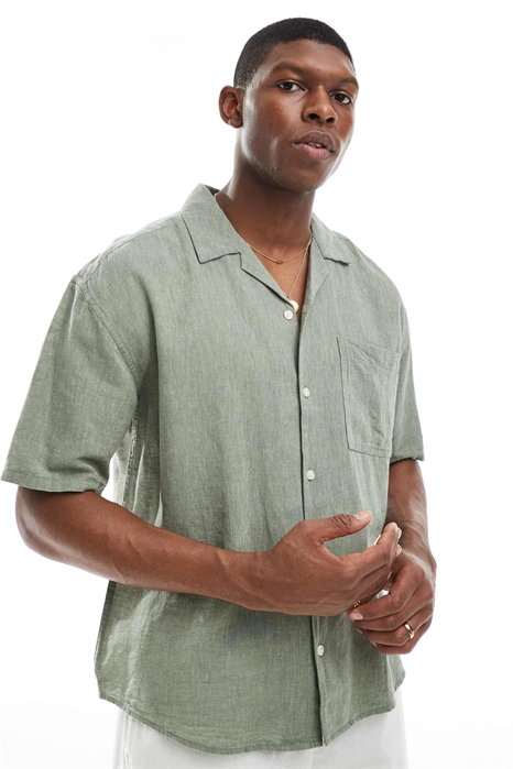 Рубашка в курортном стиле из смешанного льна артикул 140414605