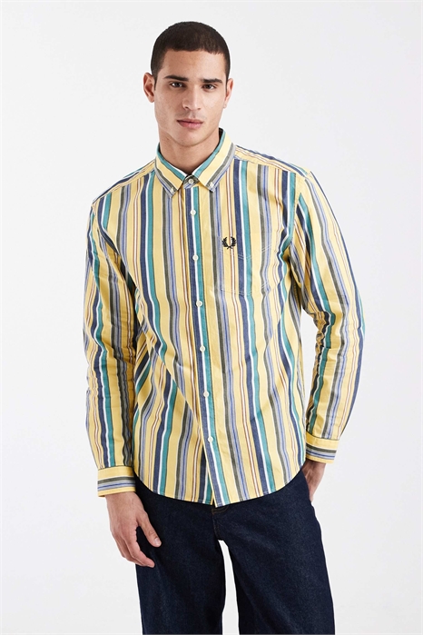 Рубашка свободного кроя с полосками и логотипом артикул 154960881
