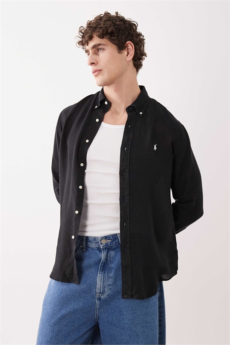 Рубашка из льна с логотипом артикул 154032101