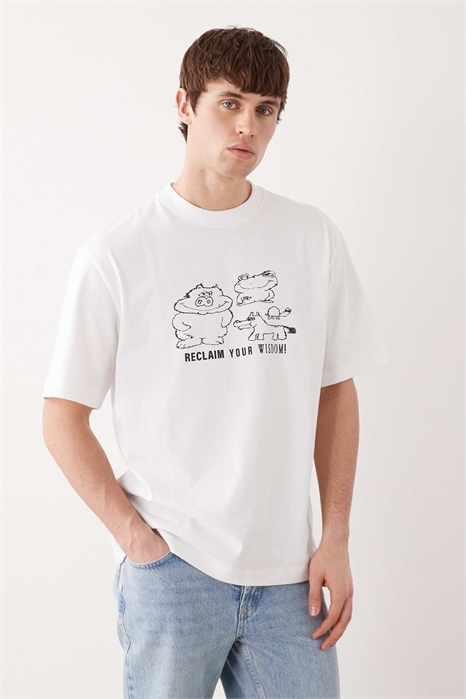 Футболка свободного кроя с принтом артикул 155702108