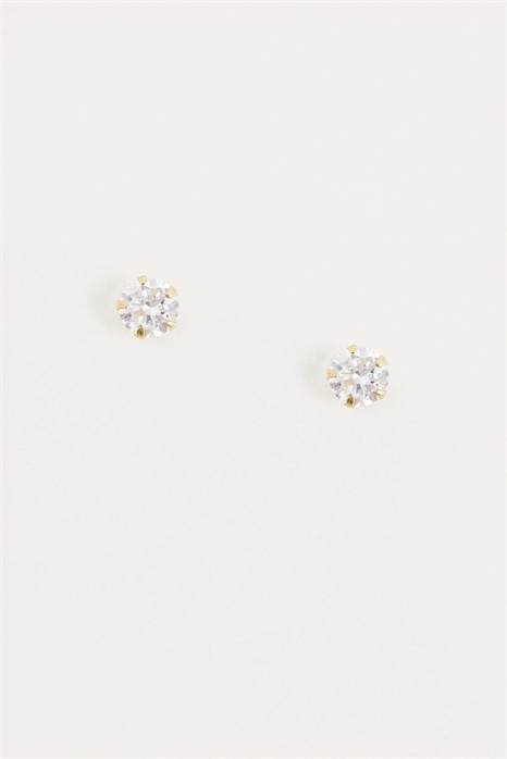 Золотые серьги-гвоздики диаметром 5 мм с драгоценными камнями артикул 155773698