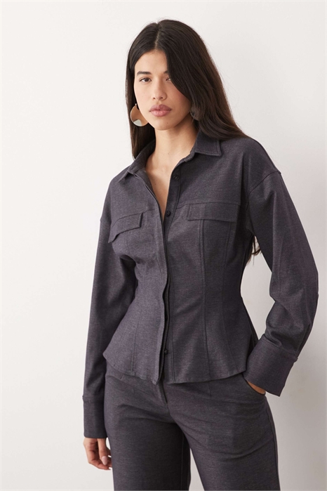 Эксклюзивная рубашка из эластичной ткани с зауженной талией и акцентными швами co-ord артикул 154868452