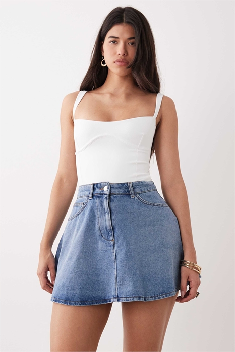 Мини-юбка-круг из денима артикул 155538084