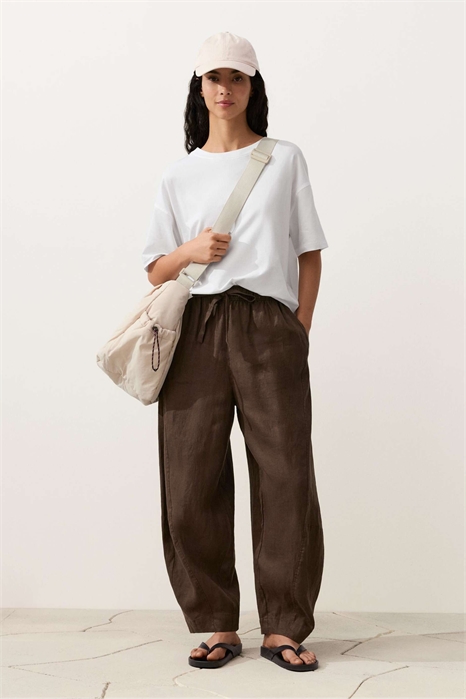 Брюки-балоны из 100% льна артикул 156331170