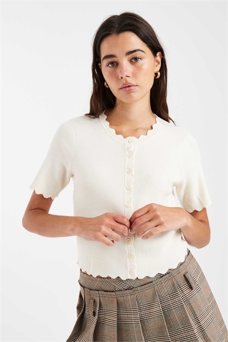 Кардиган с короткими рукавами и волнистым краем артикул 154608840