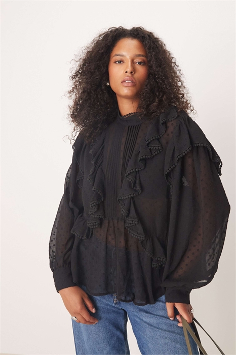 ASOS DESIGN Curve: блузка с длинными рукавами, оборками и вышивкой артикул 148224401