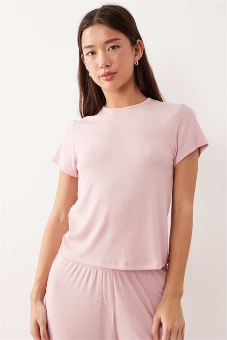 Футболка для пижамы из мягкой ребристой ткани в стиле «микс-энд-матч» артикул 149590969