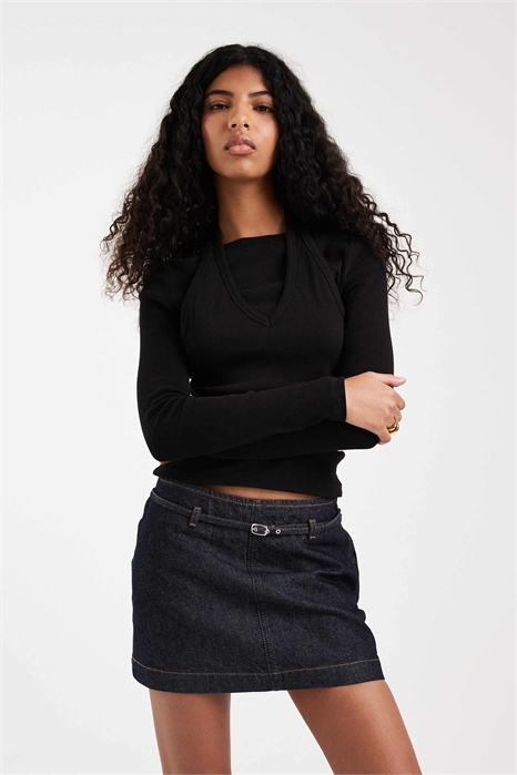 Микро-мини-юбка из денима с ремнем артикул 154854994