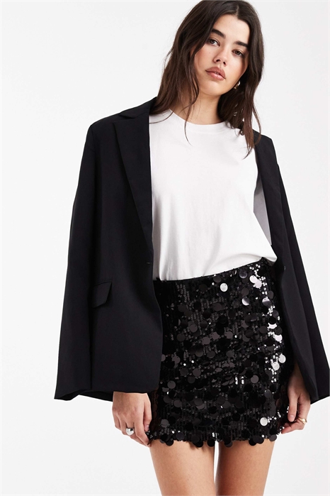 Мини-юбка с разноцветными пайетками артикул 150429035