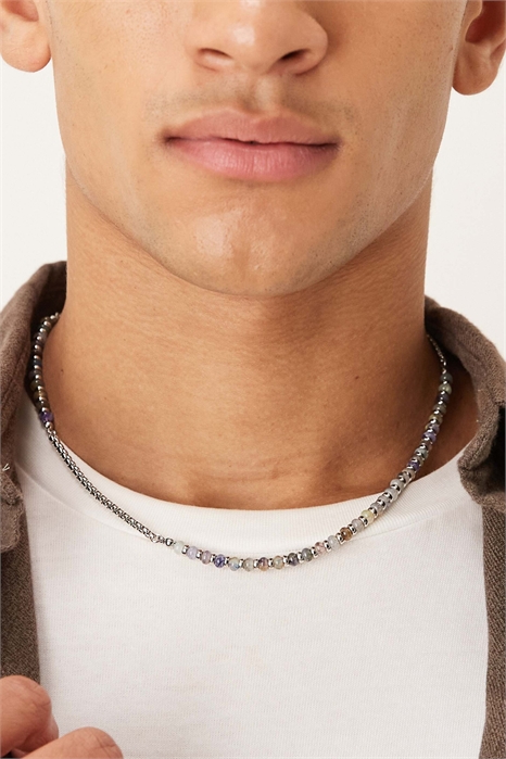 Колье из цепочки и бусин в пропорции 50 на 50 артикул 154336681