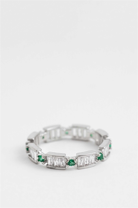 Кольцо с обручным ободом, украшенное круглыми кристаллами из кубического циркония артикул 154401693