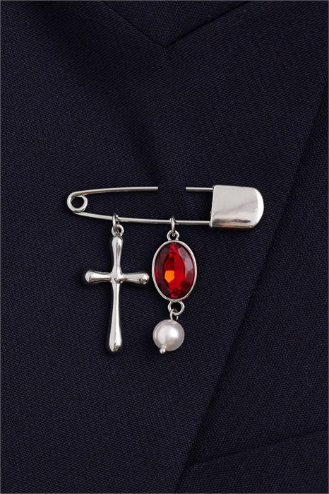 Брошь в виде креста с каменной булавкой артикул 155003984