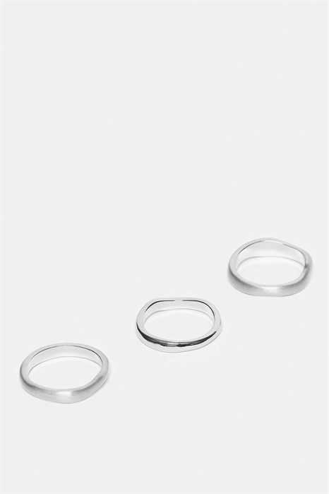 Набор из 3-х колец из расплавленного металла: матовые и полированные артикул 148707646
