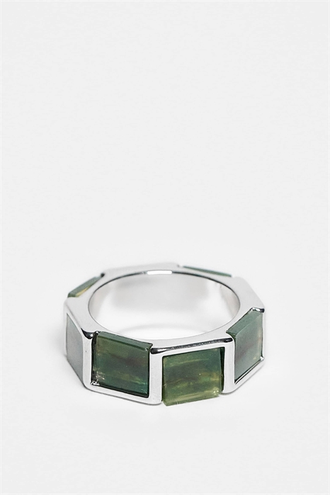 Кольцо с квадратным агатом под мох артикул 153684658