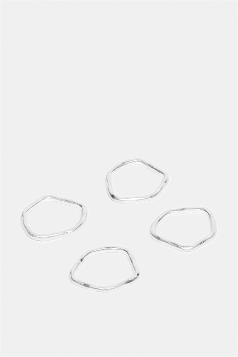 Набор из 4 простых колец с эффектом «расплавленного металла» артикул 148707662