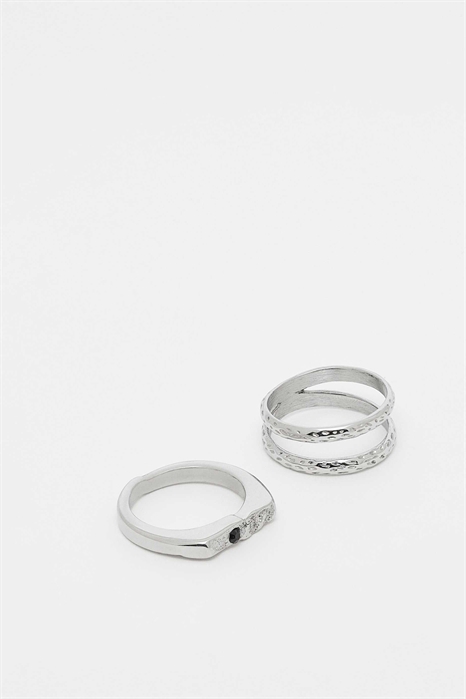 Набор из 2 водонепроницаемых колец из нержавеющей стали с текстурой «под кованое» артикул 148859109