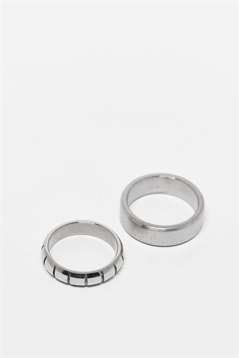 Набор из двух колец из нержавеющей стали с гравировкой и без нее артикул 142542084