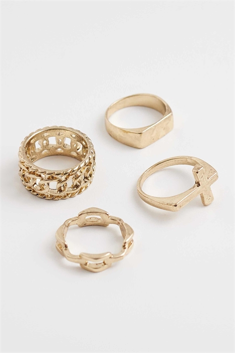 Набор из 4 перстней с крестом и цепочкой артикул 153831971